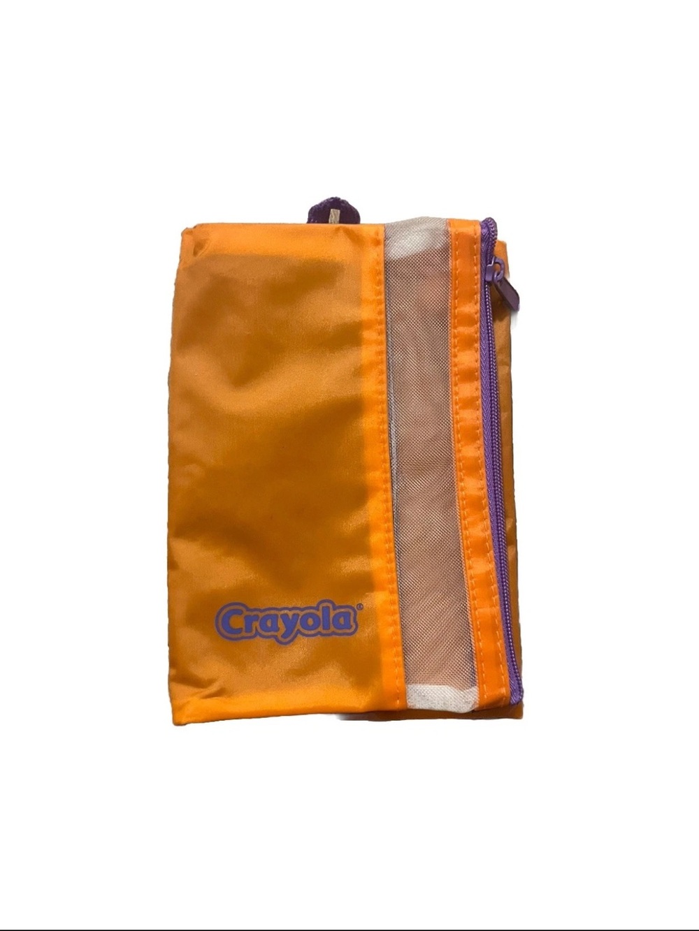Vintage Crayola Art Supplies Pouch Case 1990’s Orange Purple Zipper Close